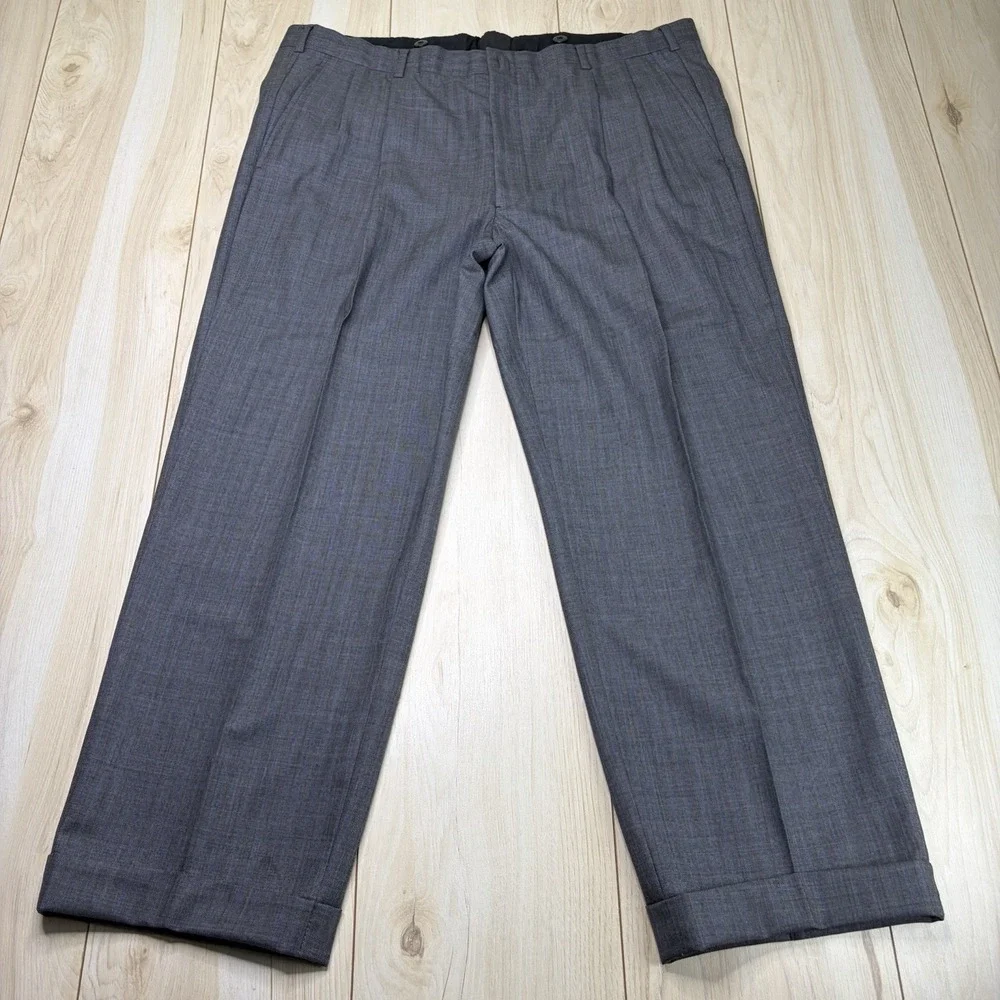 Brooks Brothers Golden Fleece Herringbone Pinstripe Gray Suit Mens 43R 40x28